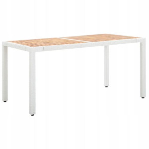 Stół ogrodowy, biały, 150x90x75 cm, rattan PE