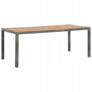 Stół ogrodowy, szary, 190x90x75 cm, rattan PE
