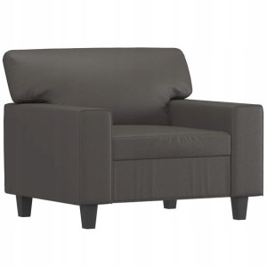 Fotel, szary, 60 cm, obity sztuczną skórą