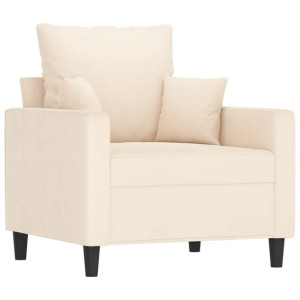 Fotel, kremowy, 60 cm, obity aksamitem