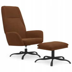 Fotel z podnóżkiem, brązowy, obity mikrofibrą