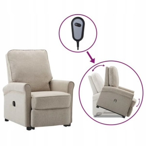 Podnoszony fotel rozkładany, kremowy