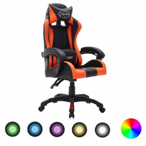 Fotel dla gracza z RGB LED, pomarańczowo-czarny
