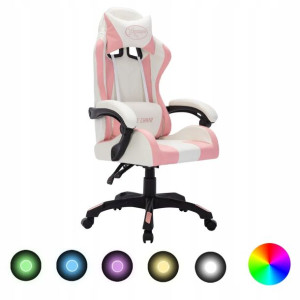 Fotel dla gracza z RGB LED, różowo-czarny