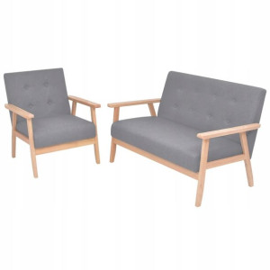 Zestaw wypoczynkowy: sofa i fotel, jasnoszary