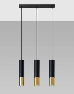Lampa wisząca LOOPEZ 3L czarny/złoty