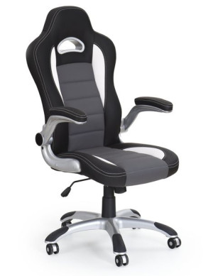 Fotel Gamingowy Lotus Eco Skóra Czarny Popiel