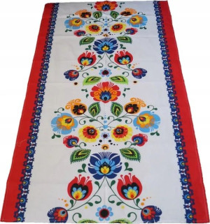 Bieżnik Obrus 65x120 Bawełniany Folk Łowicz Łowick