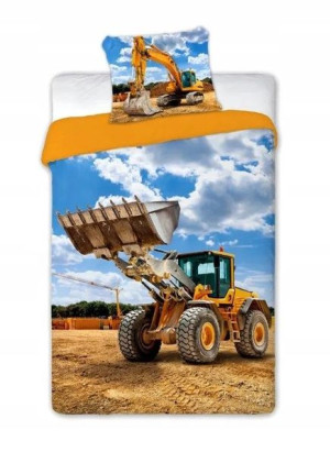 Pościel 160x200 Młodzieżowa Koparka Spychacz Auto