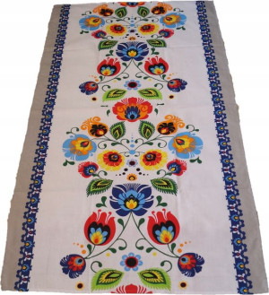 Bieżnik Obrus 65x240 Bawełniany Folk Łowicz Łowick
