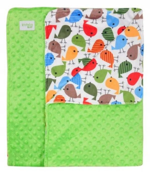 Koc 75x100 Dwustronny Pluszowy Minky Ptaszki Ptaki