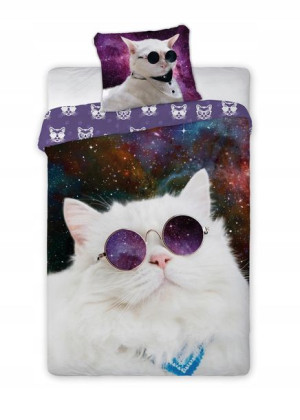 Pościel 160x200 Bawełniana Kot Kotek Kotonauta Cat