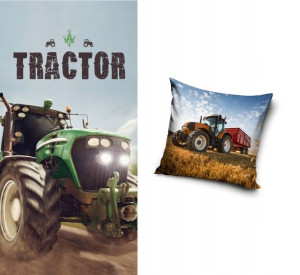 Ręcznik + Poduszka Traktor Farma Wieś Ciągnik