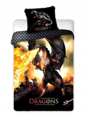 Pościel 160x200 Bawełniana Dragons Smoki Smok