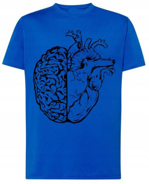Mózg I Serce Modny T-shirt Nadruk Lato Rozm.3XL