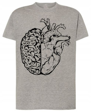 Mózg I Serce Modny T-shirt Nadruk Lato Rozm.M