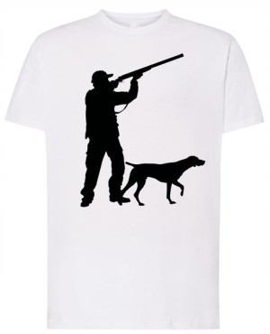 Myśliwy z Psem Męski T-shirt Modny Nadruk Rozm.3XL