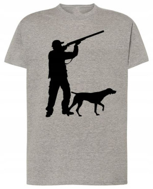 Myśliwy z Psem Męski T-shirt Modny Nadruk Rozm.XL