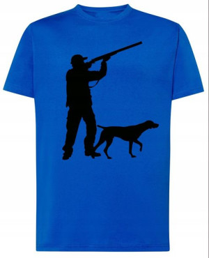 Myśliwy z Psem Męski T-shirt Modny Nadruk Rozm.3XL