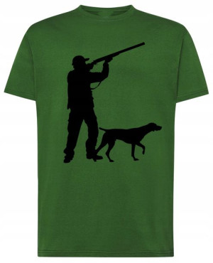 Myśliwy z Psem Męski T-shirt Modny Nadruk Rozm.S
