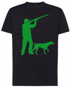 Myśliwy z Psem Męski T-shirt Modny Nadruk Rozm.XXL