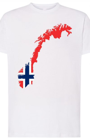 Norwegia Męski T-shirt Flaga Nadruk Modny Rozm.S