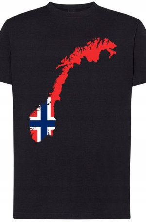 Norwegia Męski T-shirt Flaga Nadruk Modny Rozm.S