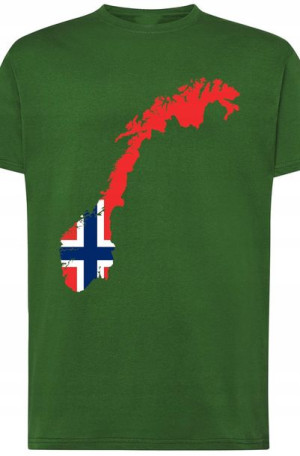 Norwegia Męski T-shirt Flaga Nadruk Modny Rozm.XXL