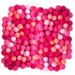 Pompony poliestrowe 1cm Różowe MIX (120 szt.) KSPO-027 Dalprint