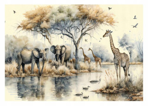 Fototapeta DŻUNGLA SAFARI Dziecko Słoń 312x219