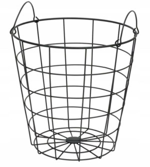 Kosz druciany metalowy z uchwytami czarny loft