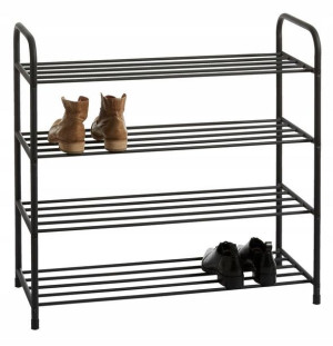 Regał na buty obuwie szafka stojak organizer półka metalowa czarna 4 półki