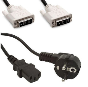 Kabel Przewód 2x zasilający + DVI Komputer Monitor