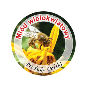 Paczka etykiet mini okrągłych na miód wielokwiatowy (100szt) - wzór EK1