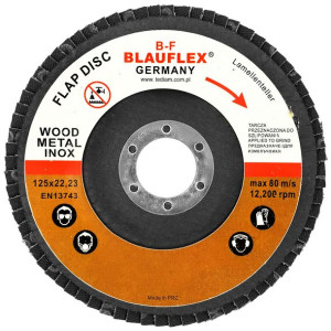Tarcza listkowa BLAUFLEX 125x22,23 mm P60 lamelka