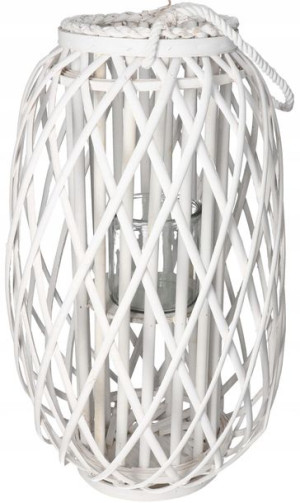 Lampion Wiklinowy Latarnia Biały 70cm Ozdoba