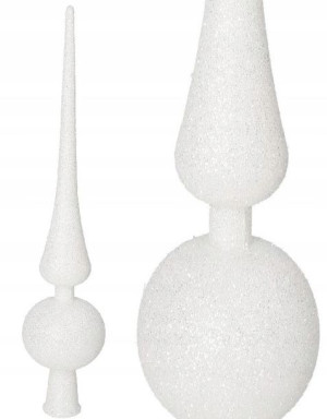 Czubek Na Choinkę Biały Z Brokatem 28cm