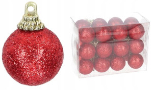 Bombki Z Brokatem Na Choinkę Stroik 24szt 3cm