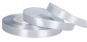 Wstążka Tasiemka Satynowa Srebrna 12mm 32m