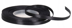 Wstążka Tasiemka Satynowa Czarna 6mm 32m