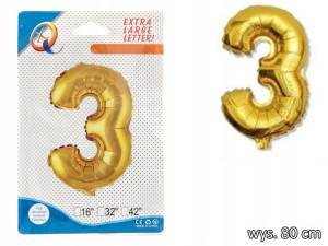 Balony Foliowe Cyferki Balon Foliowy Cyfra 3 80cm