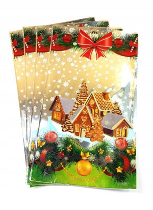 Torba Foliowa Prezentowa Świąteczna 5szt 34cmx19cm