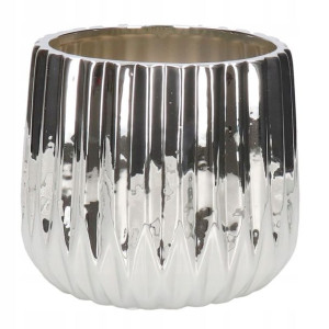 Doniczka Osłonka Ceramiczna 13 Cm Srebrna Ozdoba