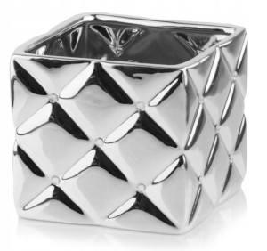 Doniczka Osłonka Ceramiczna Srebrna 12,5 Cm Ozdoba