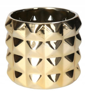 Doniczka Osłonka Ceramiczna 12,5 Cm Złota Ozdoba