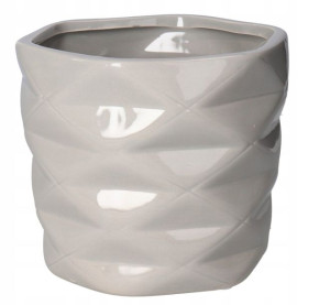 Doniczka Osłonka Ceramiczna Nowoczesna Szara12,5cm