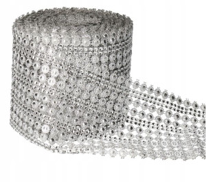 Taśma Cyrkonie Pas Diamentowy9,1m X11,5cm Srebrna