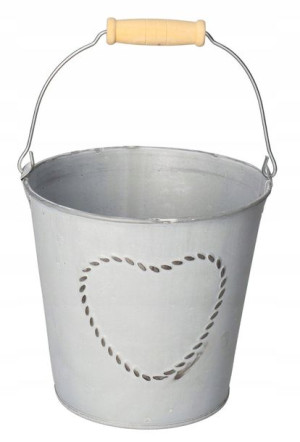 Doniczka Osłonka Metalowa 14 Cm Wiaderko Serce