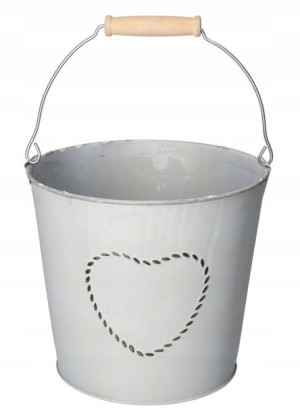 Doniczka Osłonka Metalowa 16 Cm Wiaderko Serce