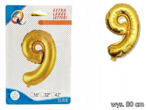 Balony Foliowe Cyferki Balon Foliowy Cyfra 9 80cm